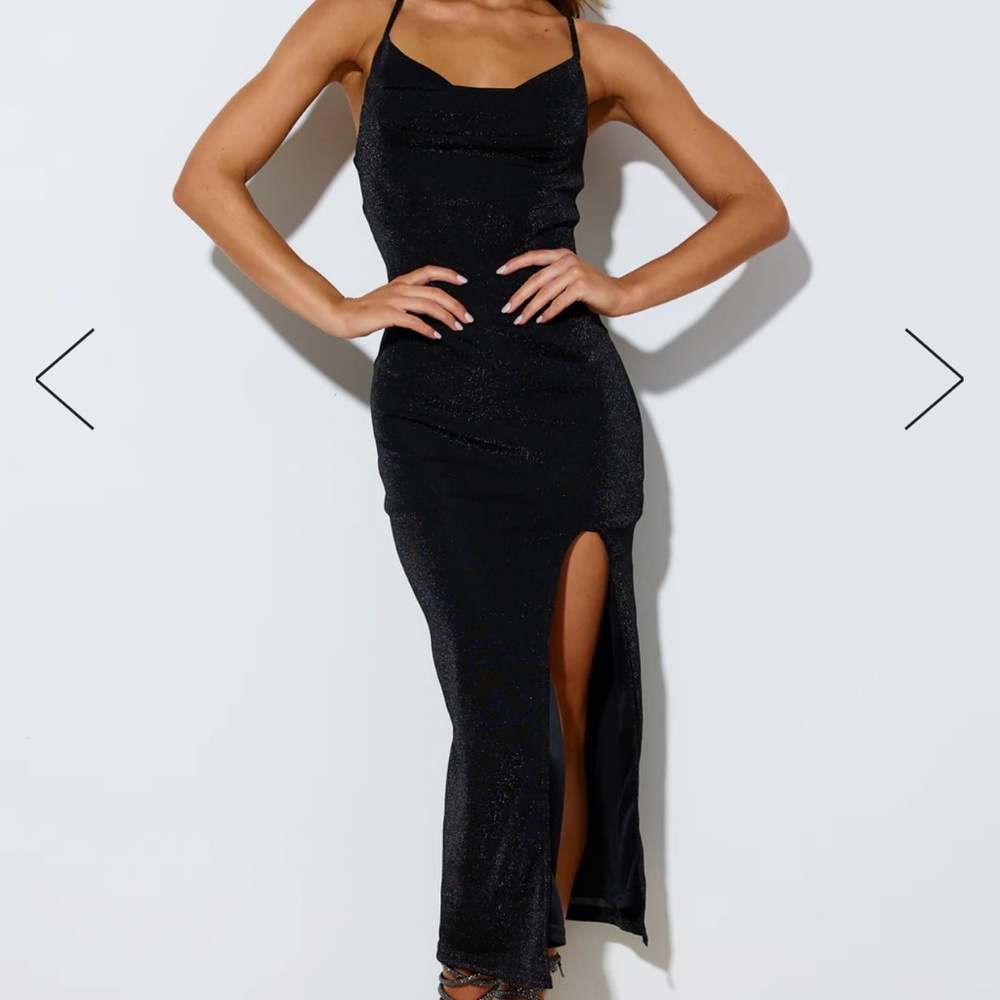 Hello Molly Black Shimmer Midi Dress